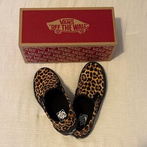 Vans womns Leopard Print Slip-On Sneakers